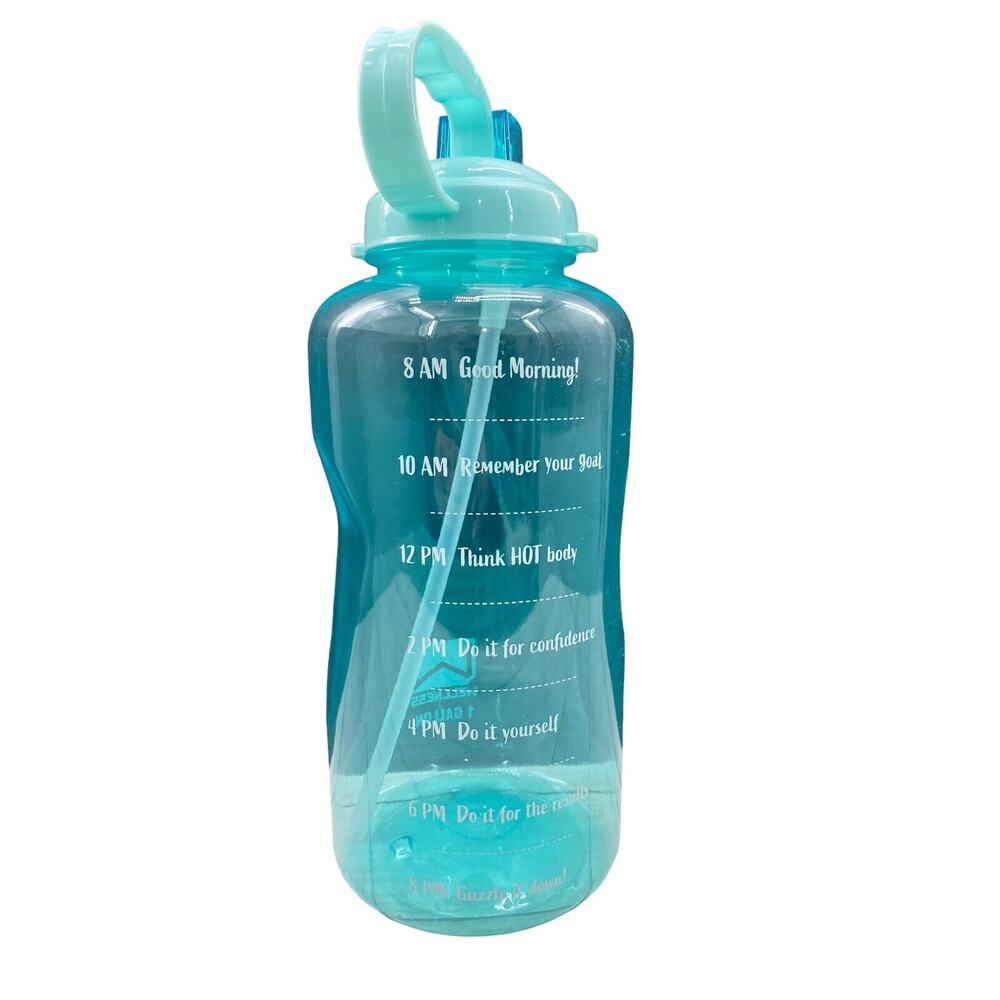 1 Gallon Water Bottle With Time Marker Large Bottle Motivational w/ Straw